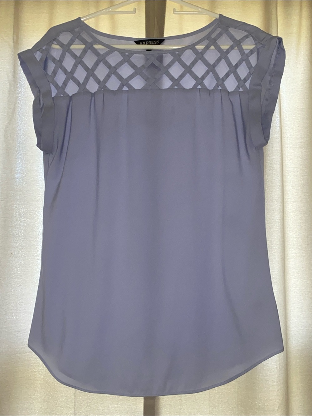 Express Lavender Lattice Yoke Cap Sleeve Blouse